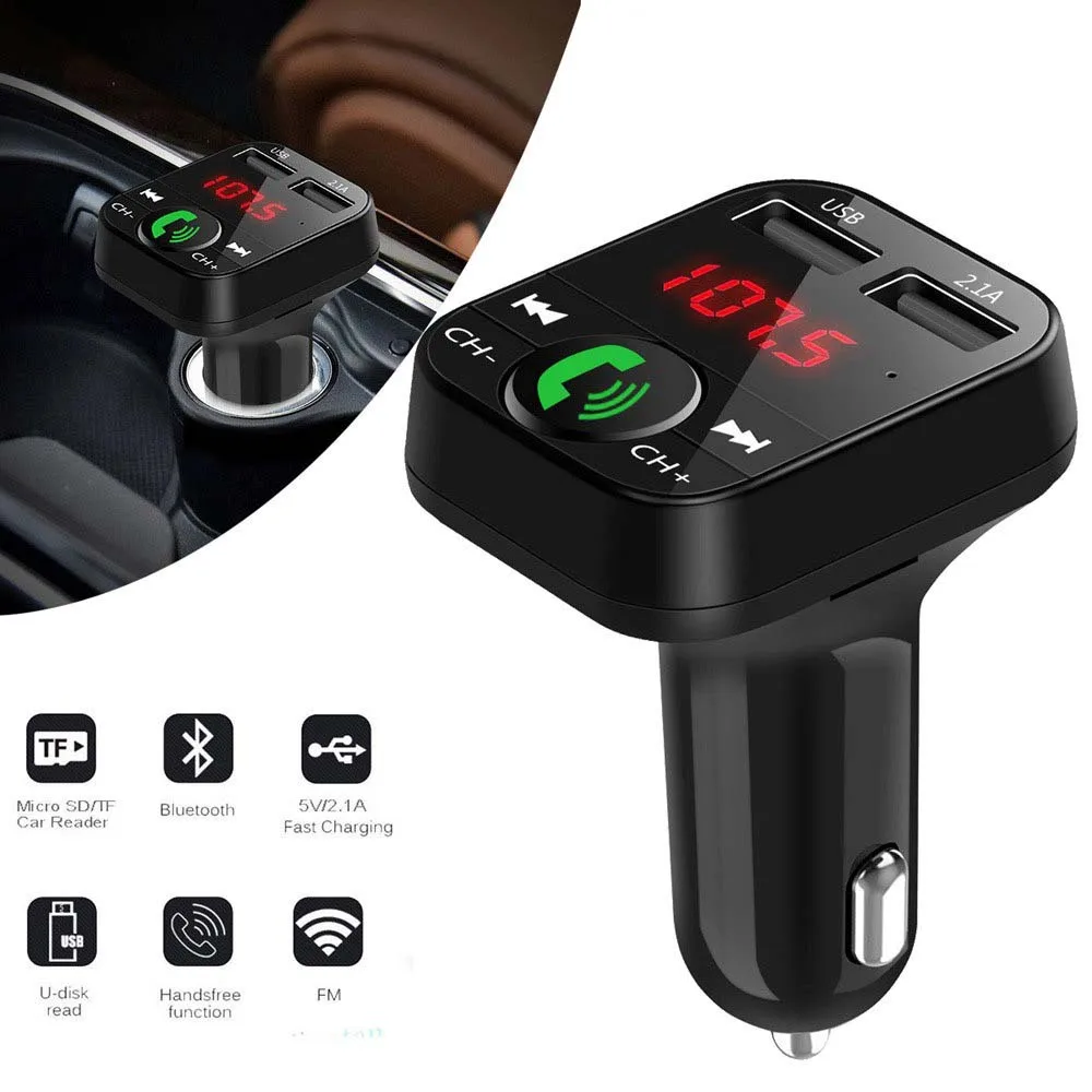 

2019 New B2 USB Charger Car FM Transmitter Wireless Radio Adapter Dual USB Charger Bluetooth Mp3 Player Support Handsfree Call