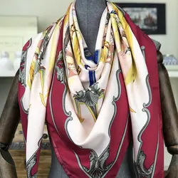 Кои прыгающий Мода Западный стиль 130 шелковый шарф парусный узор печать шаль женский длинный шарф платок солнцезащитный крем шарф подарок