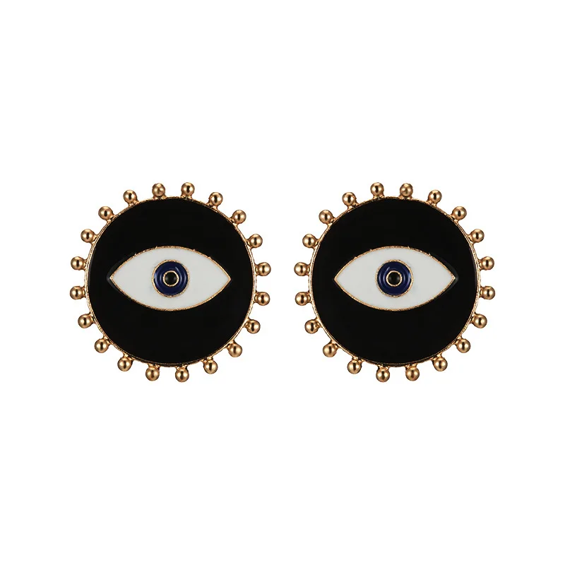 AENSOA минималистичные черные круглый зловещий глаз висячие серьги для женщин Новая мода винтажные большие сглаза массивные серьги ювелирные изделия