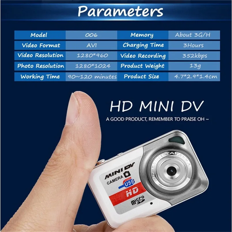 HD Ultra Portable 1280X1024 Mini Camera X6 Video Recorder Digital Small Cammera Support AVI video Mini HD Digital Camera 40AP2504