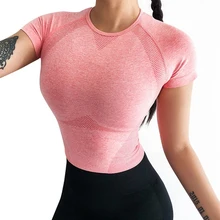 Для женщин супер эластичные бесшовные быстросохнущая мягкий тренажерный зал спортивный работа фитнес-тренировки Топы