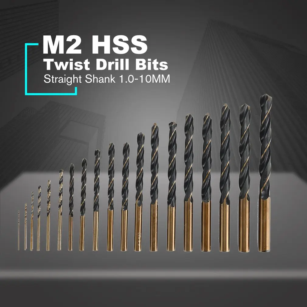 19 шт. Tungstenic сверла M2 HSS сталь прямой хвостовик 1,0-10 винтовое сверло бит электроинструменты для работы по металлу, дереву