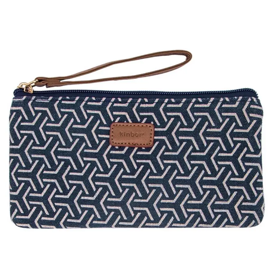 Fashion Canvas Print Pencil Bag Large Capacity Pen Case Cosmetic Pouch