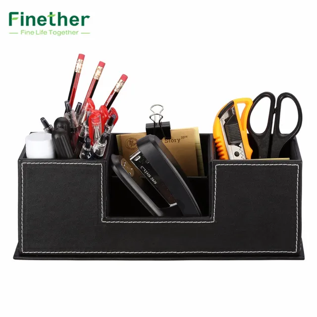 Finether Storage Bo Paperboard Frame Pu Leather Office Desk Finether Storage Bo Paperboard Frame Pu Leather Office Desk Organizer For Stationery Pen Supplies
