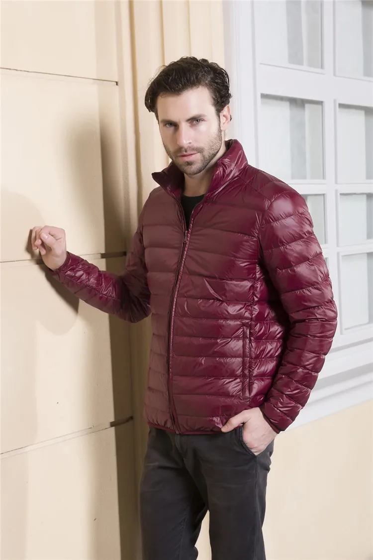 Men's Ultra Light Packable Down Jackets Hooded Slim Down Coats Man White Duck Down Padded Parkas Winter Puffer Jacket JK-634 puffer jacket with fur hood