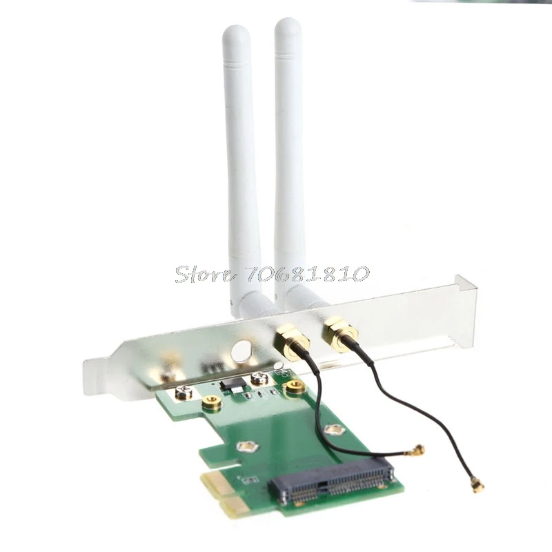 Беспроводная сетевая карта Wifi Mini PCI-E к 1X настольный адаптер + 2 антенны Прямая
