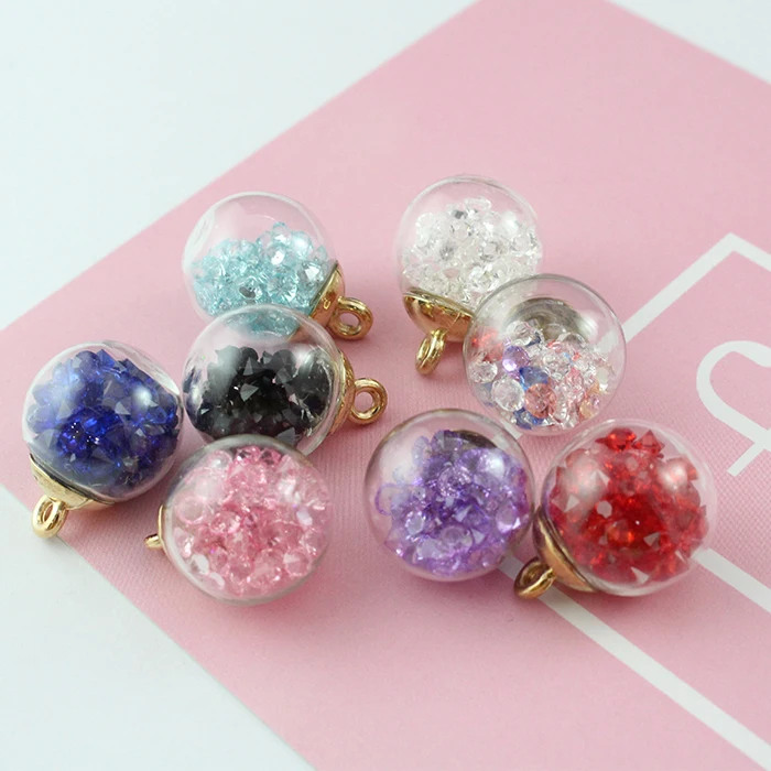 

12PCS 16MM Glass Globe Charms Crystal Charms Crystal Ball Charm Rhinestone Inside Terrarium Pendant DIY Jewelry Finding