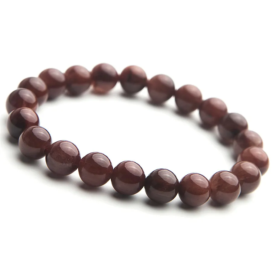

9 mm Brazil Natural Red Rutilated Quartz Crystal Clear Round Beads Jewelry Stretch Bracelet For Women