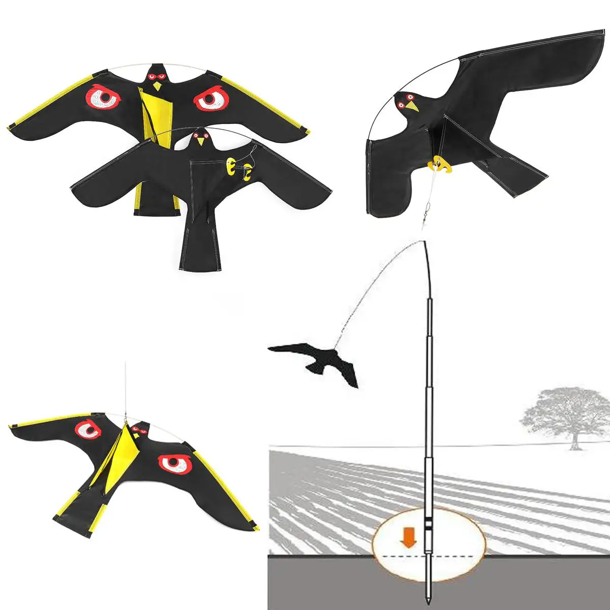 Emulation Flying Hawk Bird Scarer Drive Kite для сада страшного двора дома|Репелленты| |