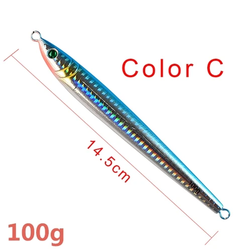1 шт., свинцовая металлическая медленный джиг-голова, рыба, 6 г-100 г, 6 см-14,5 см, рыболовная приманка, ложка, нож с блестками, воблер, искусственная жесткая приманка - Цвет: 100g-colorC