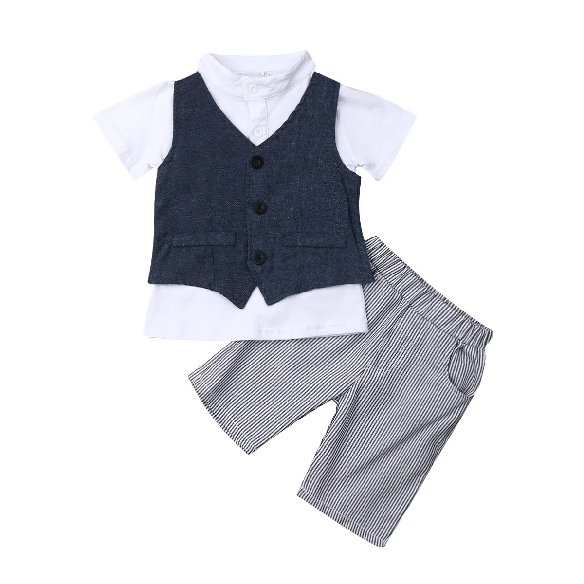 New Boy Gentleman Shirt Tops Waistcoat+Short Pants Set Baby Trousers Outfits | Детская одежда и обувь