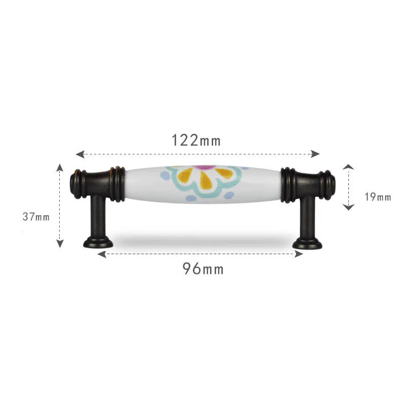 2 шт Керамические ручки для ящика, детские ручки для ящика, дверные ручки для шкафа, ручки для шкафа, размер 96 мм(с винтами - Цвет: 2PCS