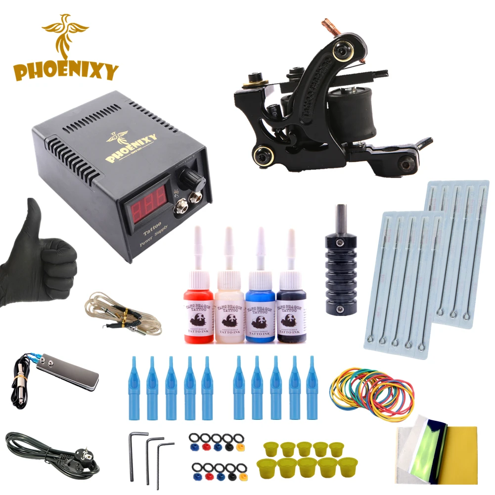 

Complete Tattoo Kit Tattoo Machine Gun LCD Power Supply Tattoo Inks Pigment Permanent Body Art Tattoo set