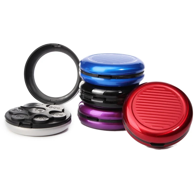 

Aluminum&PP Euro Coins Purse Storage Box Notecase With Built-in Cosmetic Mirror Cute Multi-colors 1pcs