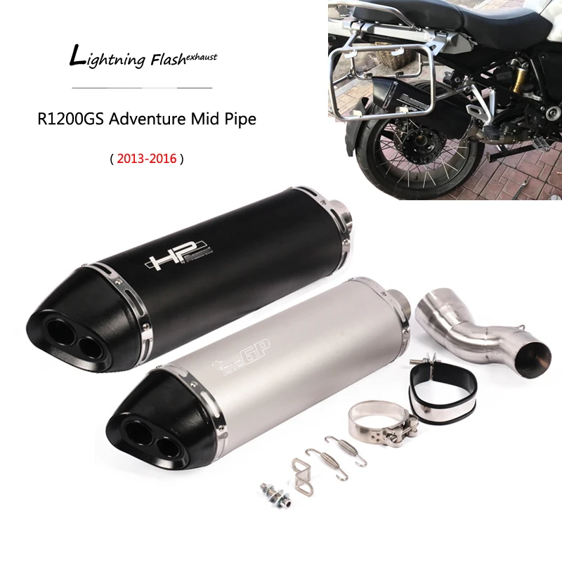 

For 2013-2016 BMW R1200GS Adventure Exhaust Pipe Slip On Motorcycle Mid Middle Pipe 51 mm Dual-outlet Tail Escape No DB Killer