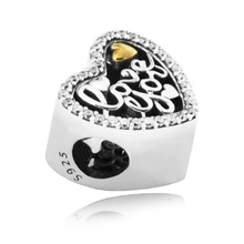 Подходит Пандора браслеты Любовь скрипт серебряные бусины стерлингового серебра 925 Подвески DIY Ювелирные изделия 09500