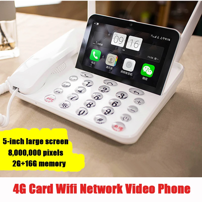 

Dual SIM 4G Wireless Phone Smart Network Video Telephone With Andrews Wifi Bluethooth FM Radio For Home Office Bussiness Old Man