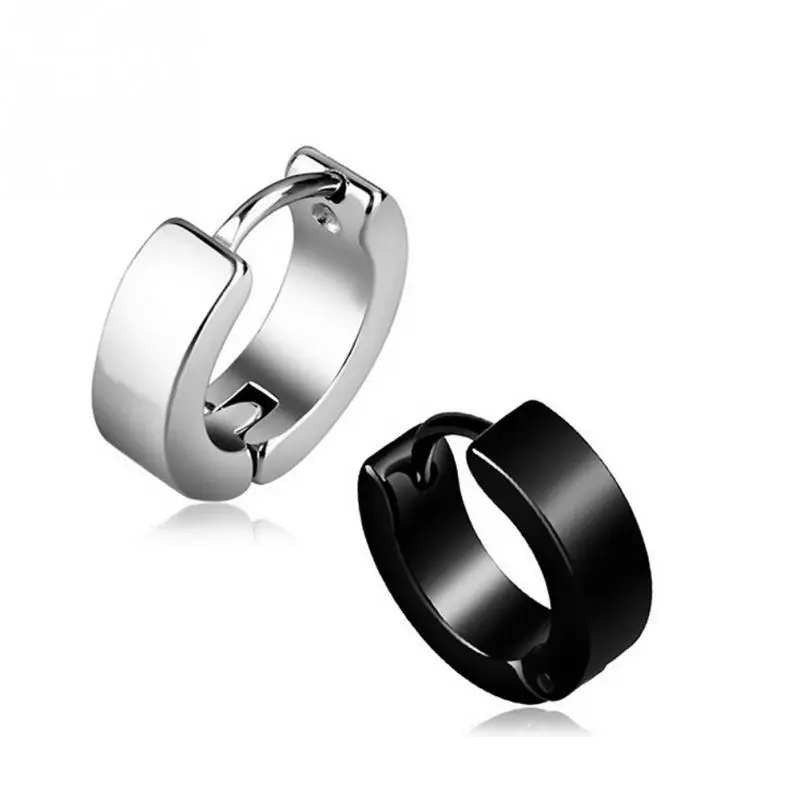 

1 Pair Men Stud Earrings Titanium Steel Black Gold Rock Punk Earrings Female Male Jewelry Gift