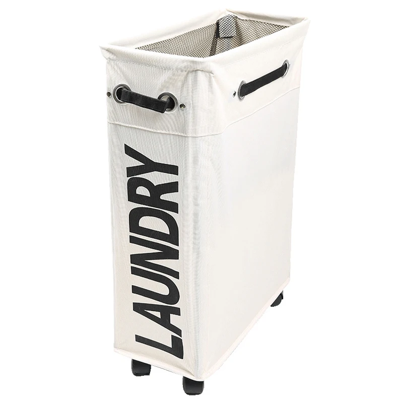 Колесная корзина для белья Оксфорд корзина для белья корзина для мусора с универсальным колесом складная игрушка для грязной одежды коробка для хранения для дома - Цвет: White