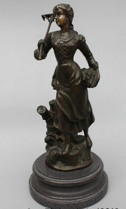 

Details about 14"Western Art sculpture Bronze Marble Women Girl Belle Pick vegetable Statue R0715 B0403