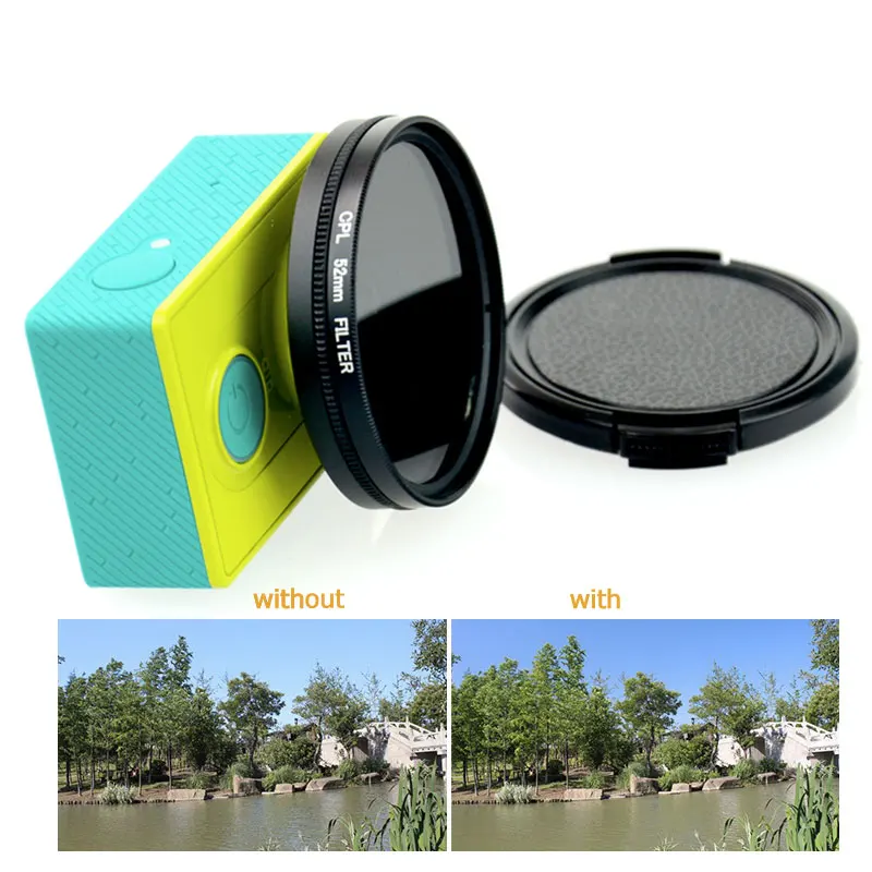 

Tekcam action camera 52mm CPL lens Filter Circular Polarizing Filter For Xiaomi yi/yi 4k/xiaomi yi 4k plus camera Lens Protector