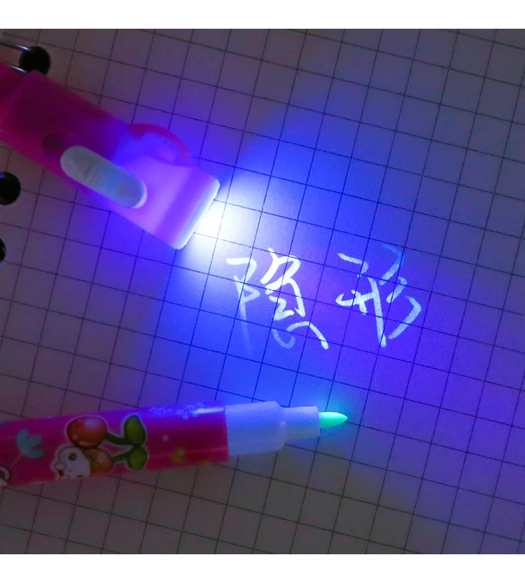 Забавный стелс флуоресцентный маркер с Светодиодный УФ-лампой бесцветный знак магический студенческий анти-подделка секретная ручка