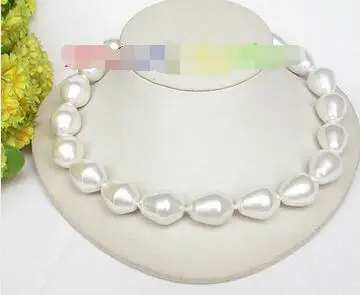 

Free Shipping>> new hot 18" 21mm baroque white south seashell pearls necklace filled gold clasp j7816