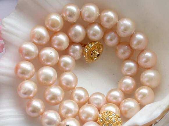 

0001876 Natural AAA++ REAL 17" 11-12mm ROUND PINK FRESHWATER PEARL NECKLACE