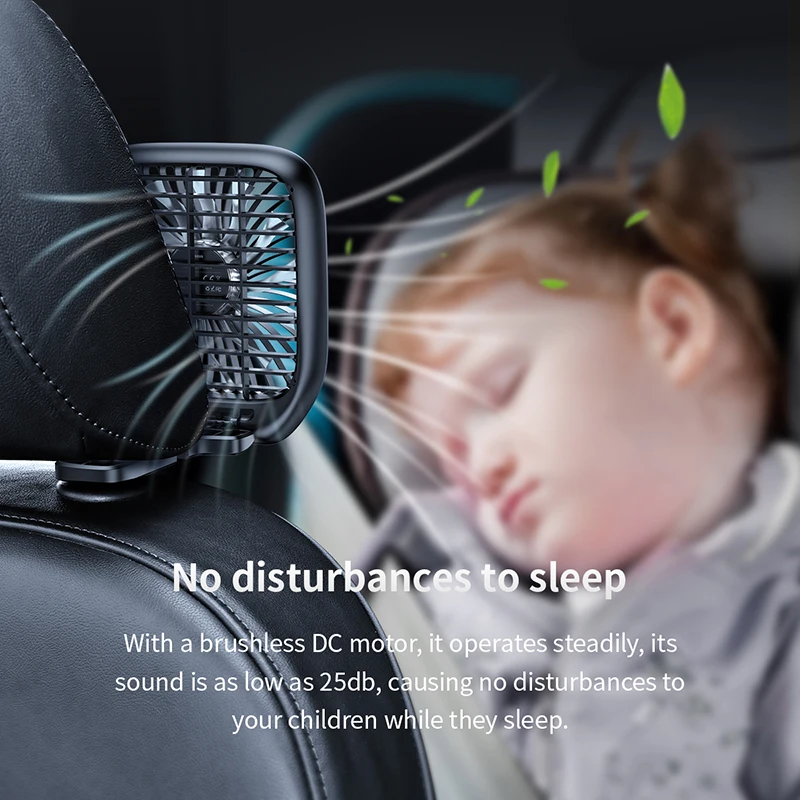 Baseus 3 Speed USB Cooling Fan Silent Small Fan For Car Backseats Air Conditioner Mini USB 4