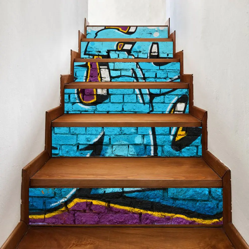 6 листов/Набор Diy Наклейка на ступеньки картина маслом обои лестница 3d лестница наклейка для пола Декор стены escalier дома гостиная - Цвет: 3D Stairs stickers A