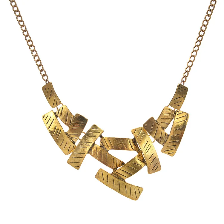 2015 Women Metal Geometrical Irregular Squares Bid Choker Necklace
