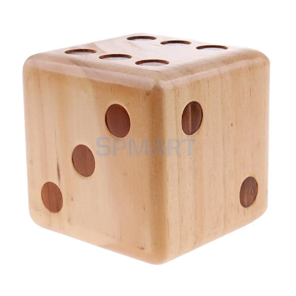 MagiDeal 1Pc Six Side Crafted 3.5-inch Big Wooden Yard Dice With Rounded Corner for Teaching Project BBQ Group Event Camping Toy