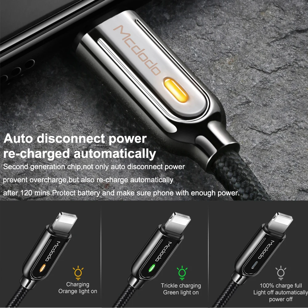 Кабель Mcdodo Lightning/USB для iPhone X Xs Max автоматическое отключение кабель быстрой зарядки
