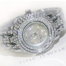 2016 Venta Caliente de Las Mujeres Relojes Lady Diamond Piedra Rhineston Vestido Reloj de Oro de Plata de Acero Inoxidable Reloj de Pulsera Mujer Reloj Cristalino