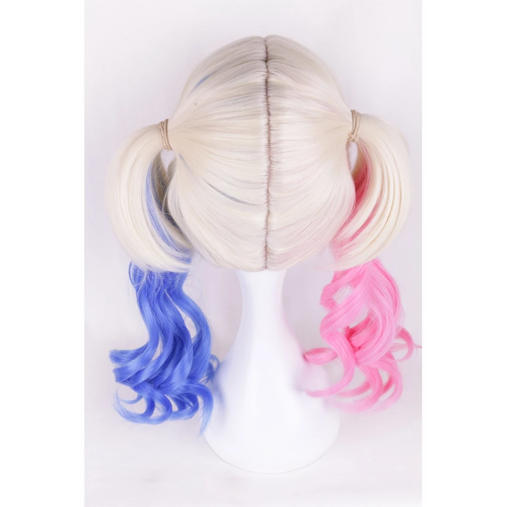 Suicide Squad Harleen Quinzel Cosplay Wig 45cm Black Red Pink Blue Ombre Synthetic Hair Halloween Costume Long Wavy Ponytail Wig Suicide Squad Harleen Quinzel Cosplay Wig 45cm Black Red Pink Blue Ombre Synthetic Hair Halloween Costume Long Wavy Ponytail Wig