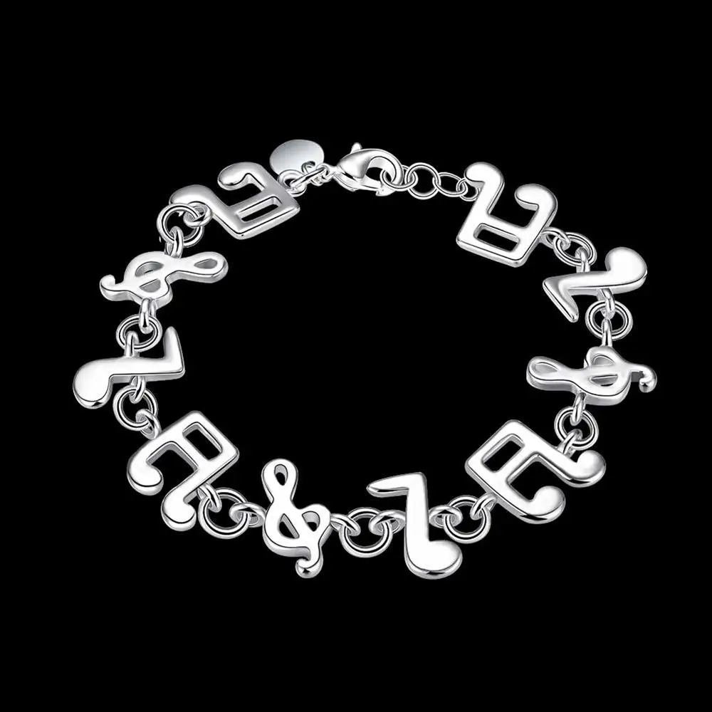 

Elegant Exquisite Silver Bracelet Fashion Jewelry Silver Musical Note Bracelet Armband/Pulsera CYPRIS 925 Jewelry Gift For Women