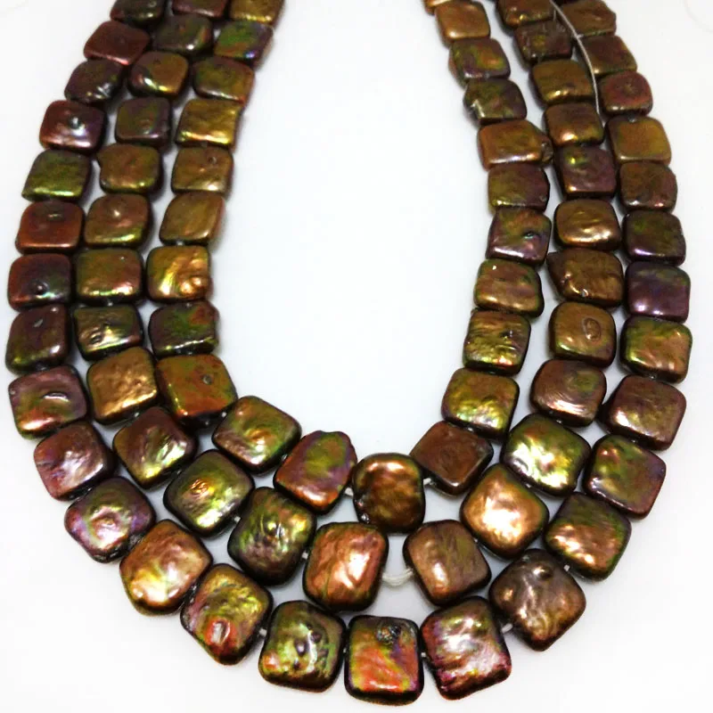 

16 inches 10-11mm Coffee Square Natural Coin Pearls Loose Strand