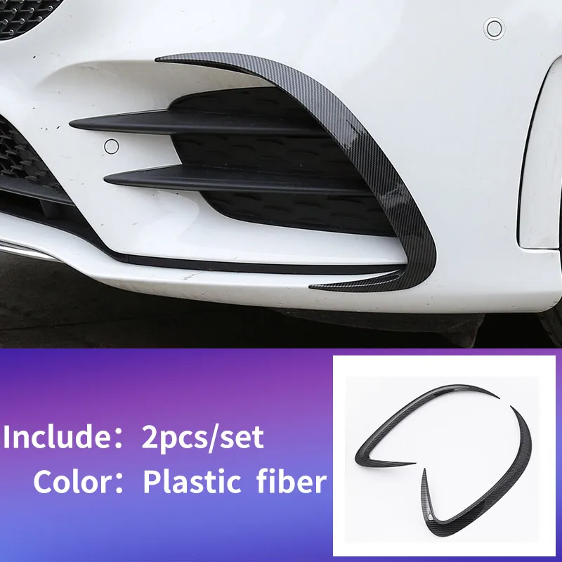 Front blade trim For Mercedes w177 amg/classe a mercedes classe a w177 clase trims/a180 Mercedes a class w177 accessories - Название цвета: plastic fiber 2pcs