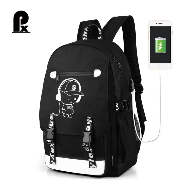 Модный светящийся usb-рюкзак для студентов, школьные сумки для подростков, Противоугонный рюкзак для ноутбука, Повседневная дорожная сумка Mochila
