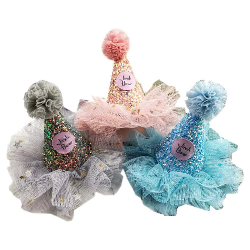 

Newly Design Happy Birthday Pet Dog Cap Cute Princess Mesh Cap for Dogs Shiny Sequin Chihuahua Hat Practical Pet Accessories 10A