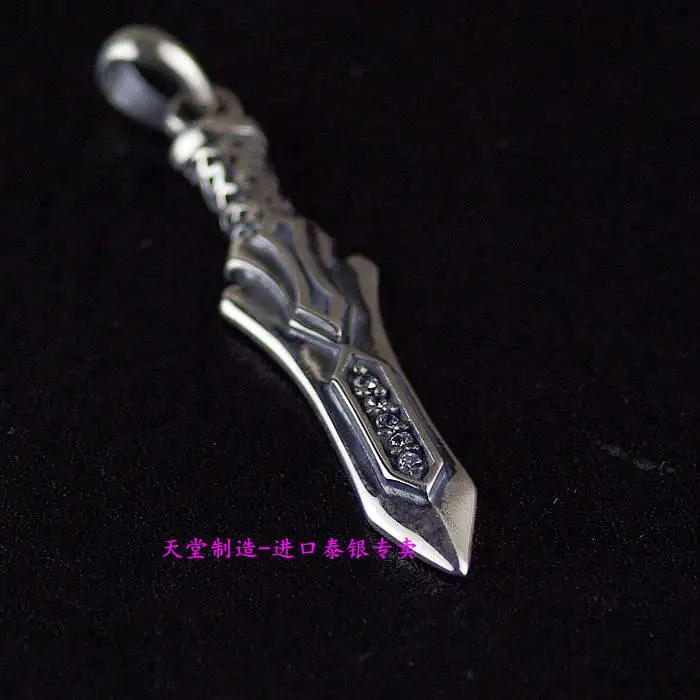 

Thailand imports, retro style Zircon Pendant 925 sterling silver silver sword