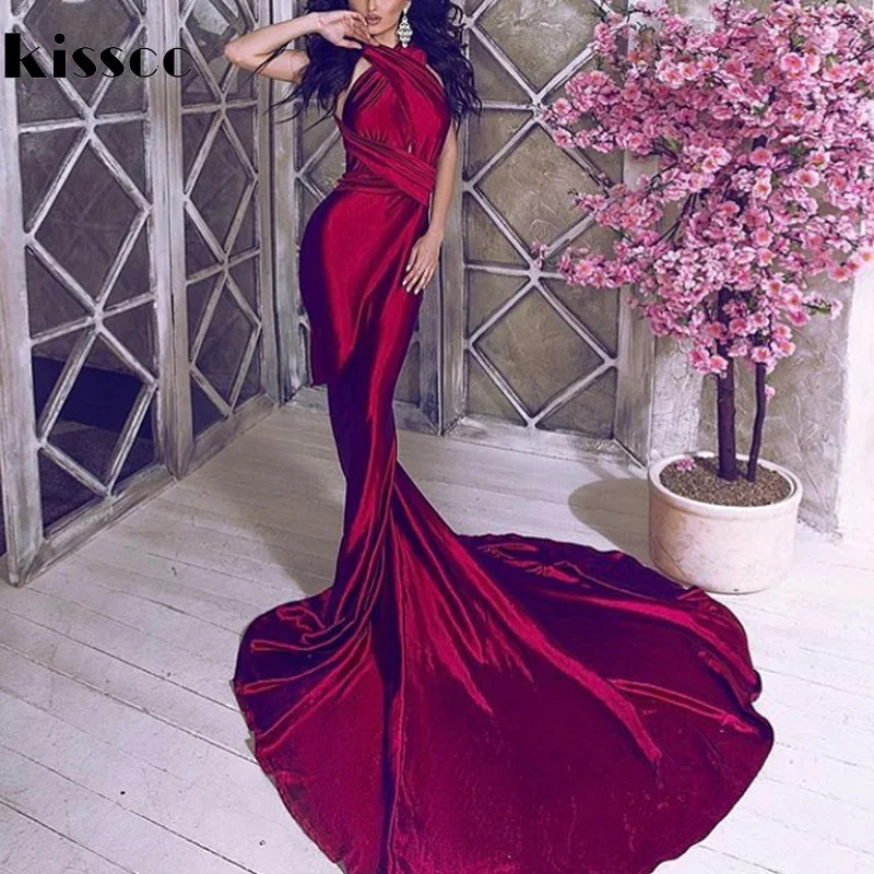 Sexy Backless Shiny Satin Deep V Neck Bodycon