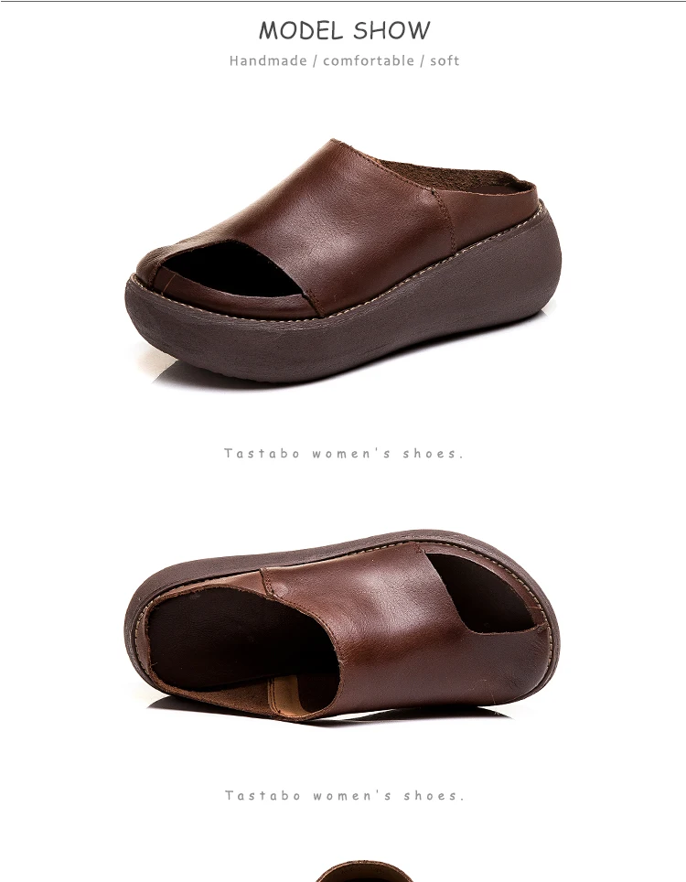 Taguabo/женские тапочки из натуральной кожи; дизайнерские слипоны на толстой подошве; Цвет черный, коричневый; Повседневная обувь в винтажном стиле; S183-1 35-40; повседневная обувь