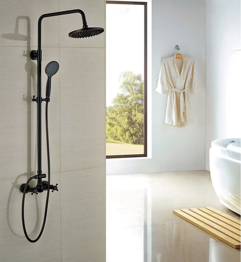 

Contemporeary 8" Oil Rubbed Broze Shower Faucet Bathroom Shower Sets W/Hand Shower Tap Mixer Faucet