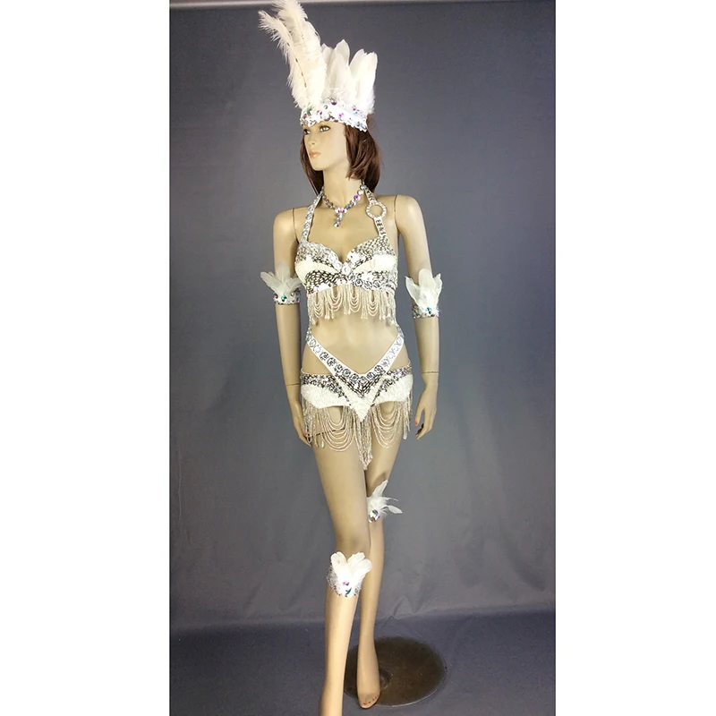 

Free shipping new design belly dance costume set Samba Carnivel RIO beaded Bra Costume Outfit Showgirl dancer wear 6colors tf250