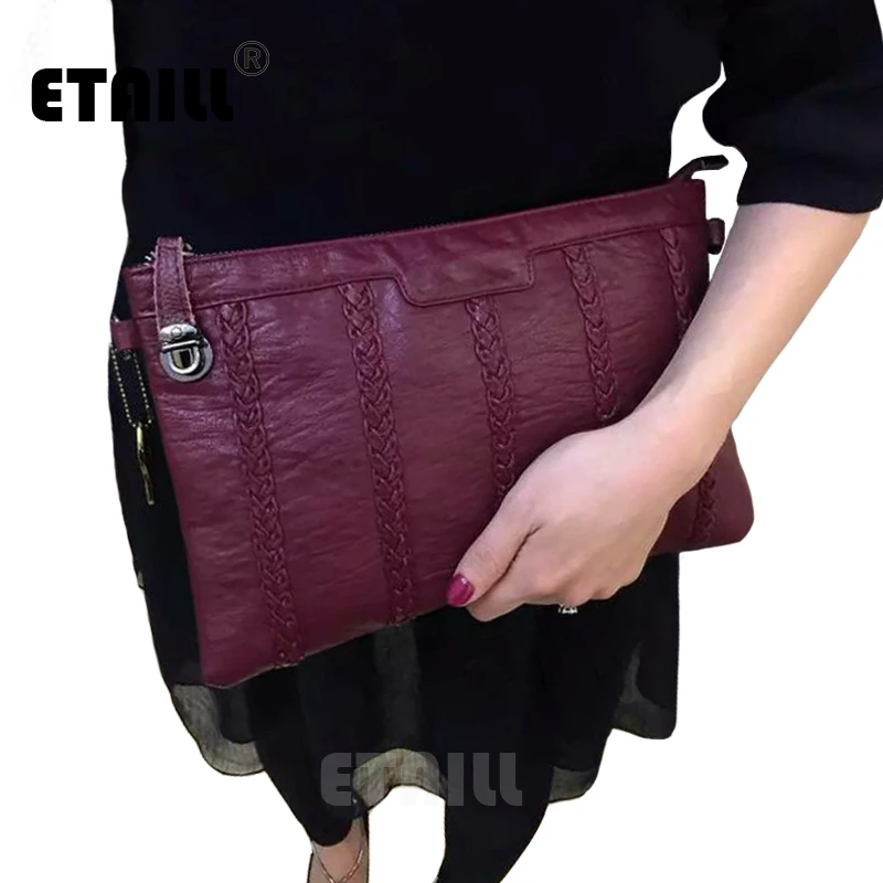 

2017 Knitting Striped Vintage Black Ladies Evening Clutch Bags Crossbody Bag Women Famous Brands Designers Leather Envelope Bag