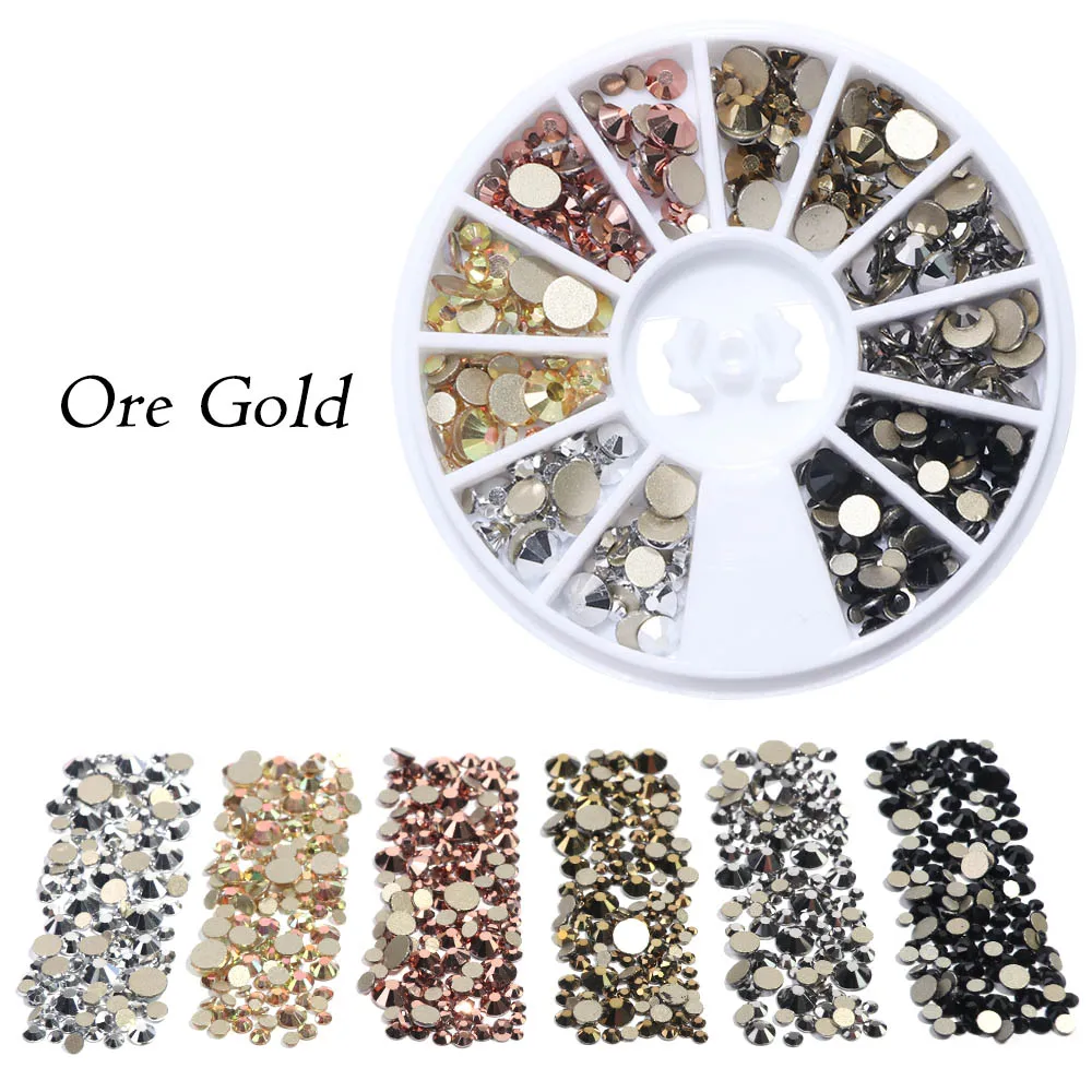 1 колесо разноцветные Стразы для ногтей смешанной формы радужные кристаллы AB с плоской задней частью драгоценные камни стразы для украшения ногтей BE758 - Цвет: Ore Gold