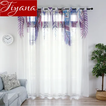 

Purple Feature Chiffon Solid Voile Curtain for Living Room White Tulle Curtain Kitchen Sheer Fabrics Drapes Treatment X504#30