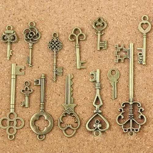 Bluelans Presell 13 шт. антикварные бронзовые ключи старинный DIY кулон Металлические Подвески Украшения