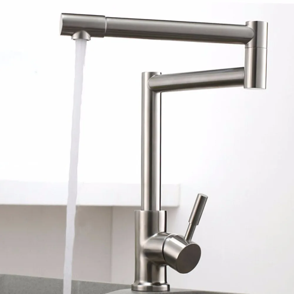 FLG 304 Stainless Steel Nickel Brushed Kitchen Faucet Mixer 360 Degree